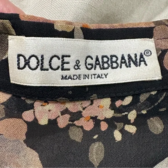 Dolce & Gabbana Vintage Silk Floral Button-Up Blouse Size Small/XS 3/4 sleeve